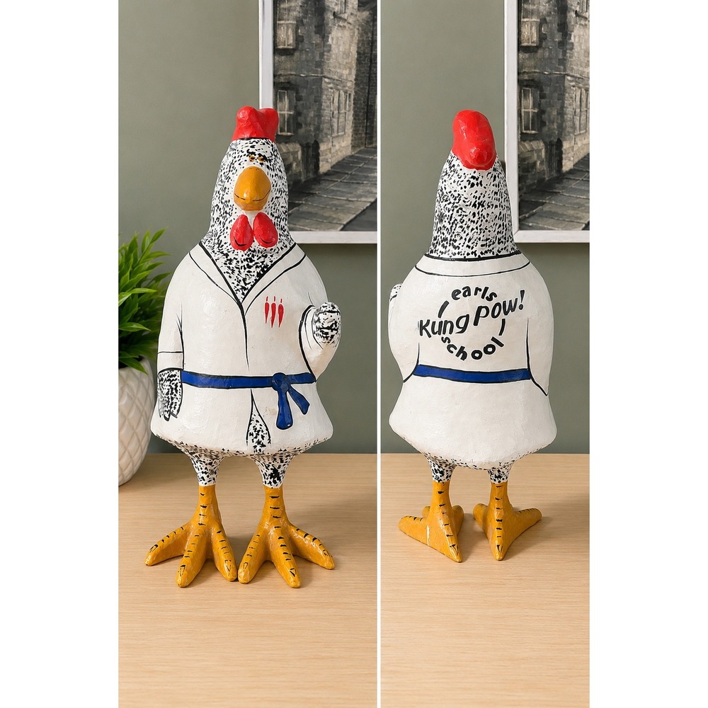 Rare Earls Kung Pow Chicken 19" Papier Mache Restaurant Advertising Statue Retro